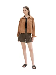TOM TAILOR Denim Bermudas Easy Structured Shorts Khaki/Dunkelbraun/Beige