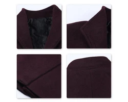 Allthemen Kurzmantel Herren Wintermantel mit Stehkragen Dunkelrot/Bordeaux/Rot/Lila