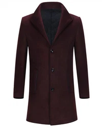 Allthemen Kurzmantel Herren Wintermantel mit Stehkragen Dunkelrot/Bordeaux/Rot/Lila