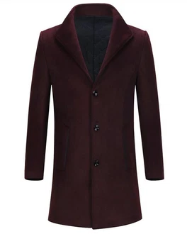 Allthemen Kurzmantel Herren Wintermantel mit Stehkragen Dunkelrot/Bordeaux/Rot/Lila