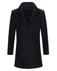 Allthemen Kurzmantel Herren Wintermantel mit Stehkragen Dunkelblau/Schwarz/Hellblau