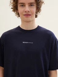 TOM TAILOR Denim T-Shirt mit Logo Print Dunkelblau
