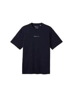 TOM TAILOR Denim T-Shirt mit Logo Print Dunkelblau