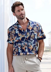 John Devin Hawaiihemd Regular fit Kurzarm Freizeithemd Blau