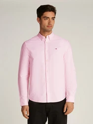 Tommy Jeans Langarmhemd TJM ENTRY REG OXFORD SHIRT mit Logoprägung Rosa