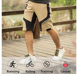 ROCKBROS Radlerhose Herren Fahrradhose mit Sitzpolster 4D Atmungsaktiv Schnelltrocknend Radhose MTB Hose Bike Shorts Schwarz/Hellbraun/Grau