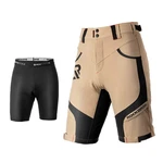 ROCKBROS Radlerhose Herren Fahrradhose mit Sitzpolster 4D Atmungsaktiv Schnelltrocknend Radhose MTB Hose Bike Shorts Schwarz/Hellbraun/Grau