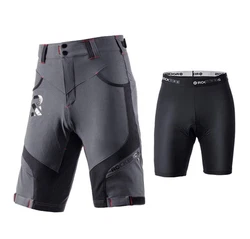 ROCKBROS Radlerhose Herren Fahrradhose mit Sitzpolster 4D Atmungsaktiv Schnelltrocknend Radhose MTB Hose Bike Shorts Schwarz/Hellbraun/Grau