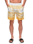 Edoti Badehose Kurze Badeshorts für Männer Orange/Gelb