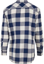 URBAN CLASSICS Langarmhemd Herren Long Oversized Checked Shirt Blau/Grau/Hellblau