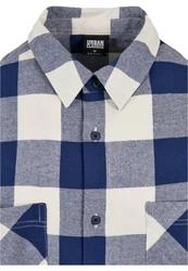 URBAN CLASSICS Langarmhemd Herren Long Oversized Checked Shirt Blau/Grau/Hellblau