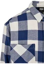 URBAN CLASSICS Langarmhemd Herren Long Oversized Checked Shirt Blau/Grau/Hellblau