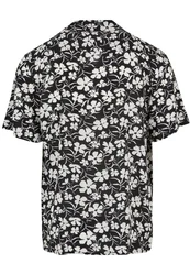 URBAN CLASSICS Kurzarmhemd Urban Classics Herren Viscose AOP Resort Shirt Schwarz/Weiß