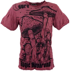 Guru-Shop T-Shirt Sure Herren T-Shirt Magic Mushroom bordeaux