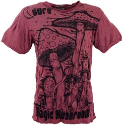 Guru-Shop T-Shirt Sure Herren T-Shirt Magic Mushroom bordeaux