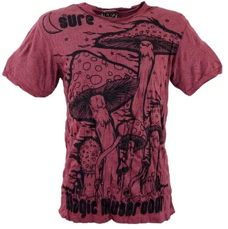 Guru-Shop T-Shirt Sure Herren T-Shirt Magic Mushroom bordeaux Guru-Shop T-Shirt Sure Herren T-Shirt Magic Mushroom bordeaux
