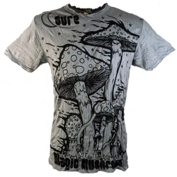 Guru-Shop T-Shirt Sure Herren T-Shirt Magic Mushroom grau