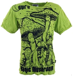 Guru-Shop T-Shirt Sure Herren T-Shirt Magic Mushroom Zitrone