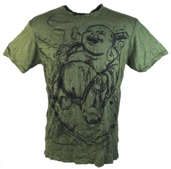 Guru-Shop T-Shirt Sure Herren T-Shirt Happy Buddha oliv