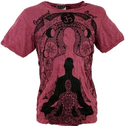 Guru-Shop T-Shirt Sure Herren T-Shirt Meditation Buddha bordeaux