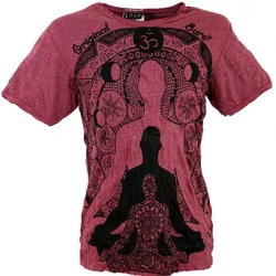 Guru-Shop T-Shirt Sure Herren T-Shirt Meditation Buddha bordeaux
