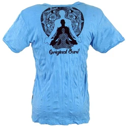 Guru-Shop T-Shirt Sure Herren T-Shirt Meditation Buddha hellblau