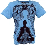 Guru-Shop T-Shirt Sure Herren T-Shirt Meditation Buddha hellblau