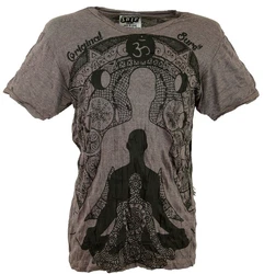 Guru-Shop T-Shirt Sure Herren T-Shirt Meditation Buddha taupe