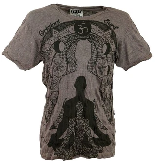 Guru-Shop T-Shirt Sure Herren T-Shirt Meditation Buddha taupe