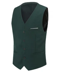 Allthemen Anzugweste Slim Fit mit V Ausschnitt Business Dunkelgrün/Grün