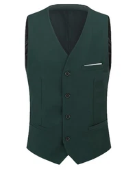 Allthemen Anzugweste Slim Fit mit V Ausschnitt Business Dunkelgrün/Grün