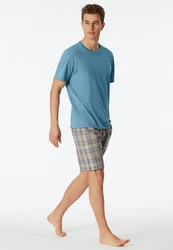 Schiesser Pyjamahose Grau/Hellblau/Blau