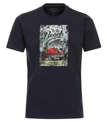 Redmond T-Shirt Round Neck mit Print blau
