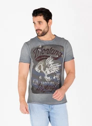 Key Largo T-Shirt Montana USA Biker Print Motiv Rot/Braun/Dunkelrot/Grau