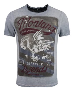 Key Largo T-Shirt Montana USA Biker Print Motiv Rot/Braun/Dunkelrot/Grau