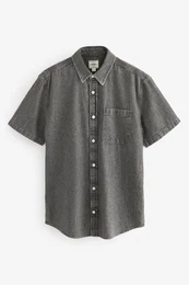 Kurzarmhemd Kurzrmeliges Denim-Hemd (1-tlg)
