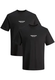 T-Shirt 2-er Set Logo T-Shirt Kurzarm Shirt JORVESTERBRO (2-tlg) 6114 in Schwarz-2