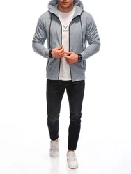 Edoti Kapuzenpullover Kapuzensweatshirt mit Reißverschluss Grau/Hellgrau/Dunkelgrau