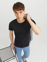 Jack & Jones T-Shirt BASIC 3er Pack Schwarz/Dunkelblau/Grau