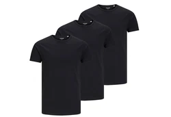 Jack & Jones T-Shirt BASIC 3er Pack Schwarz/Dunkelblau/Grau
