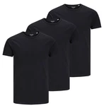 Jack & Jones T-Shirt BASIC 3er Pack Schwarz/Dunkelblau/Grau