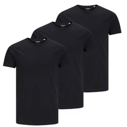 Jack & Jones T-Shirt BASIC 3er Pack Schwarz/Dunkelblau/Grau