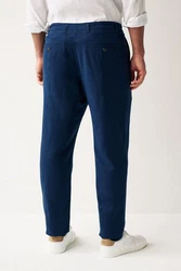 Next Stoffhose mit Kordelzug aus Leinenmischung Dunkelblau/Blau