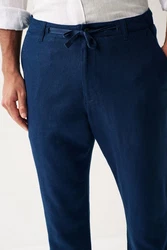 Next Stoffhose mit Kordelzug aus Leinenmischung Dunkelblau/Blau