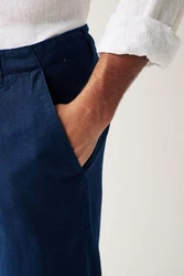 Next Stoffhose mit Kordelzug aus Leinenmischung Dunkelblau/Blau