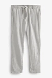 Next Stoffhose mit Kordelzug aus Leinenmischung Grau/Hellgrau/Khaki