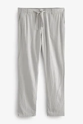Next Stoffhose mit Kordelzug aus Leinenmischung Grau/Hellgrau/Khaki