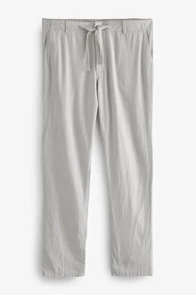 Next Stoffhose mit Kordelzug aus Leinenmischung Grau/Hellgrau/Khaki Next Stoffhose mit Kordelzug aus Leinenmischung Grau/Hellgrau/Khaki