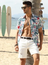 JMIERR Hawaiihemd Herren Kurzarm Hawaii-Print 