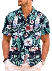 JMIERR Hawaiihemd Herren Kurzarm Hawaii-Print Blau/Schwarz/Weiß